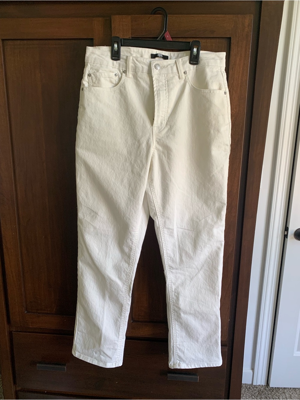 Frye Womens Off-White Straight Jeans